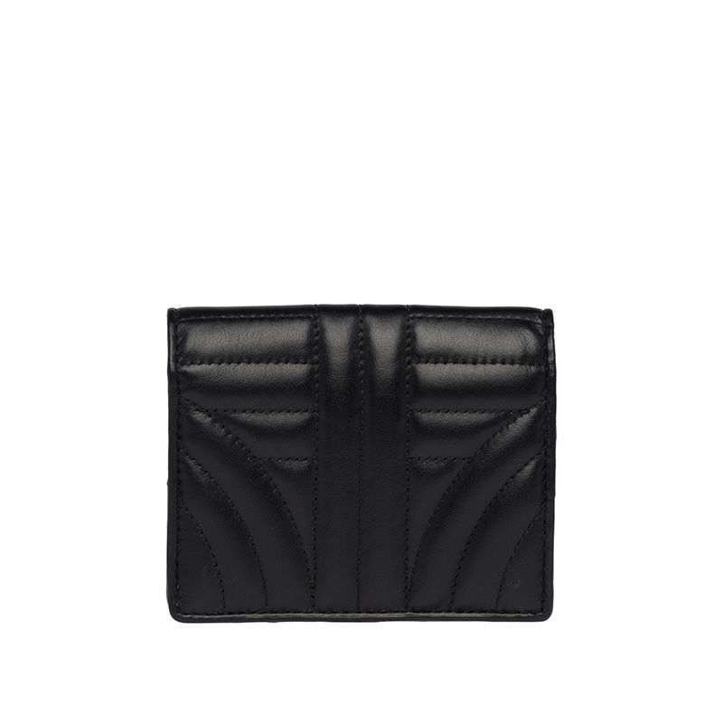 Prada 1MV204 Lettering Quilted Leather Bifold Wallet In Black