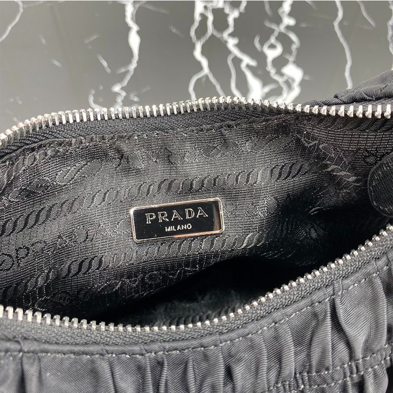 Prada 1NE204 Re-Edition 2005 Quilted Nylon Hobo Bag In Black