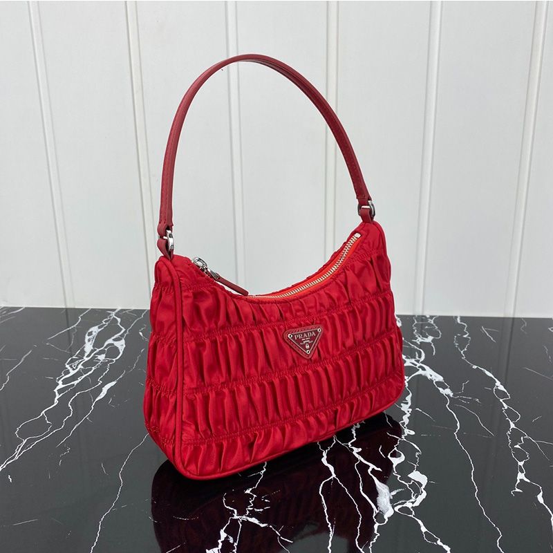 Prada 1NE204 Re-Edition 2005 Quilted Nylon Hobo Bag In Red