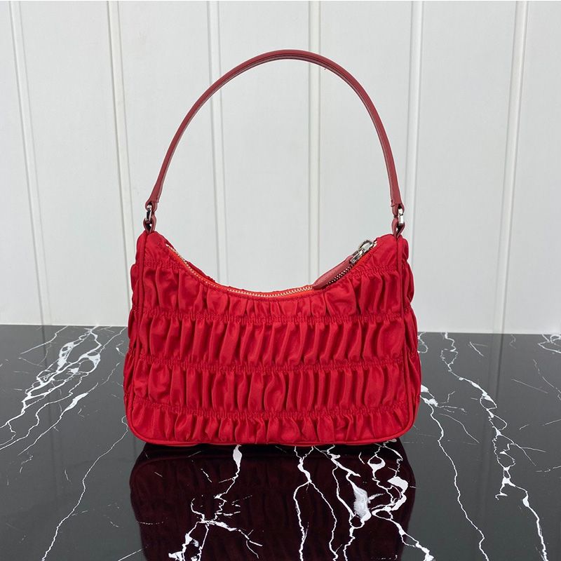 Prada 1NE204 Re-Edition 2005 Quilted Nylon Hobo Bag In Red