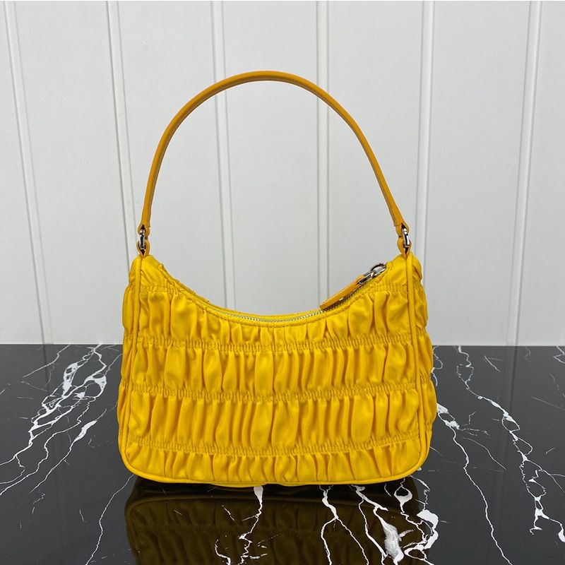 Prada 1NE204 Re-Edition 2005 Quilted Nylon Hobo Bag In Yellow