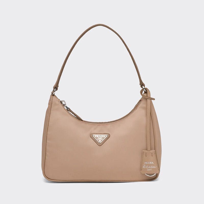 Prada 1NE204 Re-Edition 2005 Re-Nylon Hobo Bag In Apricot