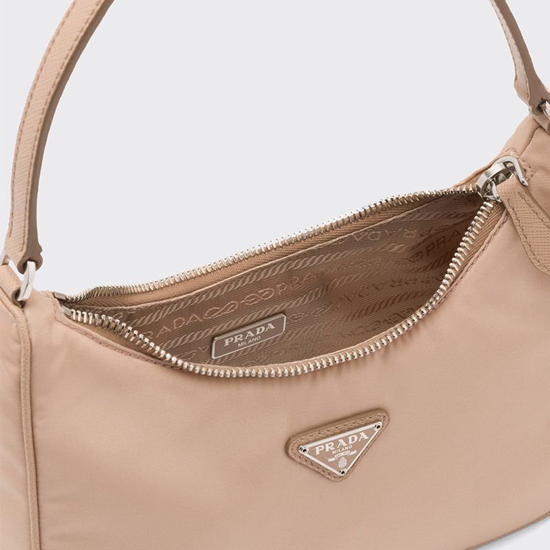 Prada 1NE204 Re-Edition 2005 Re-Nylon Hobo Bag In Apricot