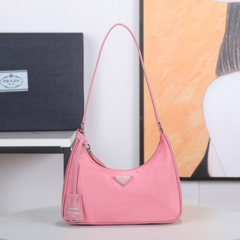 Prada 1NE204 Re-Edition 2005 Re-Nylon Hobo Bag In Pink