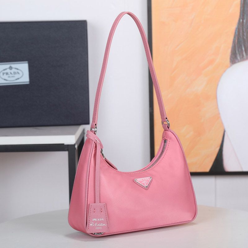 Prada 1NE204 Re-Edition 2005 Re-Nylon Hobo Bag In Pink