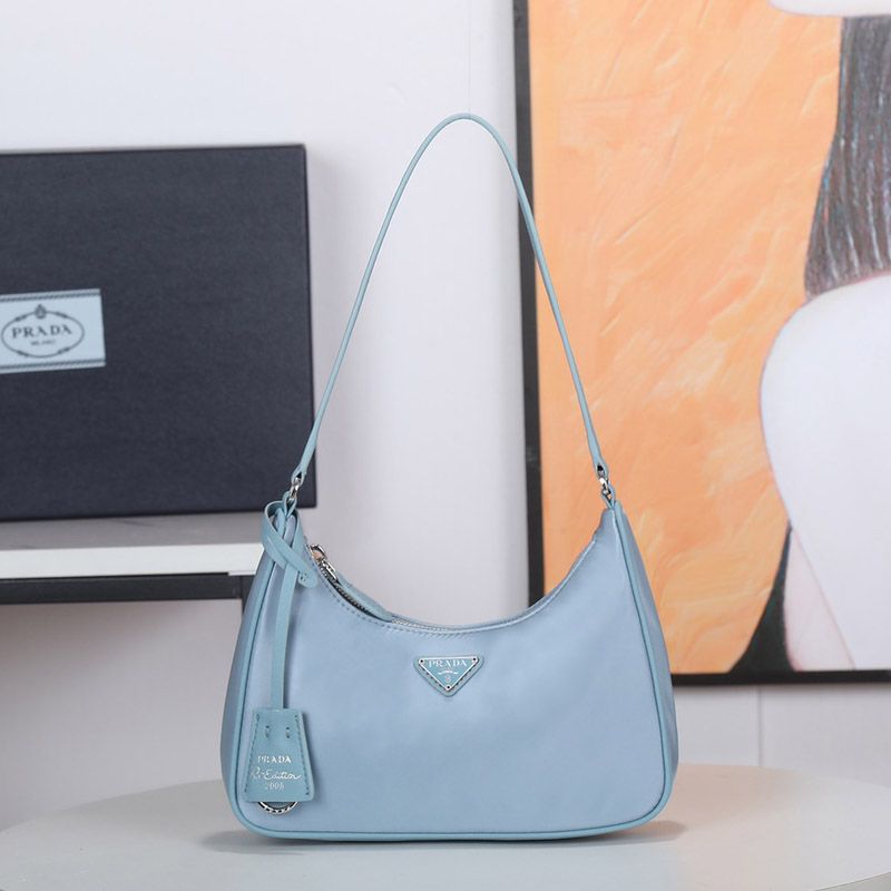 Prada 1NE204 Re-Edition 2005 Re-Nylon Hobo Bag In Sky Blue