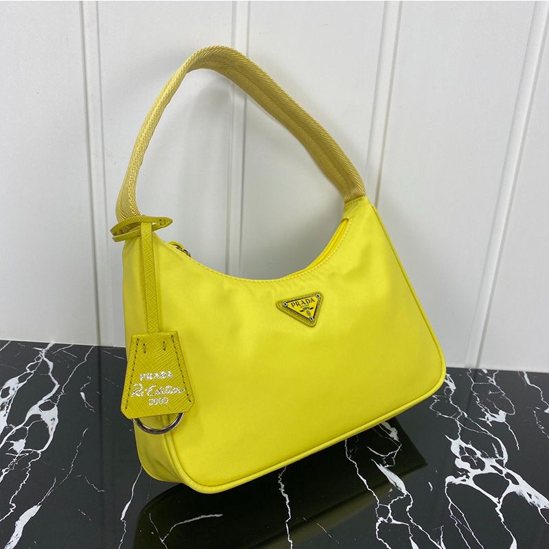 Prada 1NE515 Re-Edition 2000 Nylon Hobo Bag In Lemon