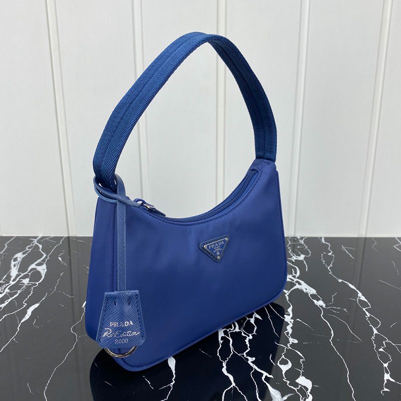 Prada 1NE515 Re-Edition 2000 Nylon Hobo Bag In Navy Blue