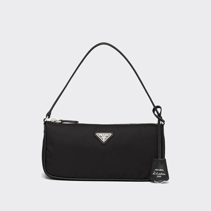 Prada 1NE633 Re-Edition 2005 Nylon And Saffiano Leather Mini Bag In Black