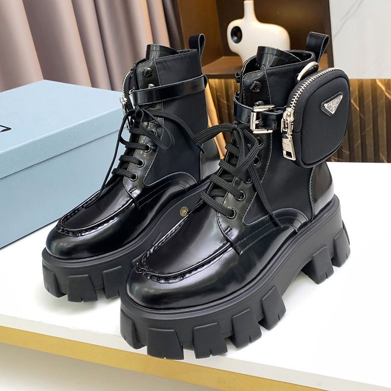 Prada 1T255M Monolith Open Edge Beads Boots Women In Black