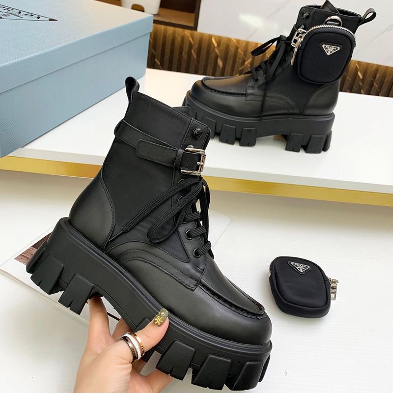 Prada 1T255M Monolith Top Layer Cowhide Boots Women In Black