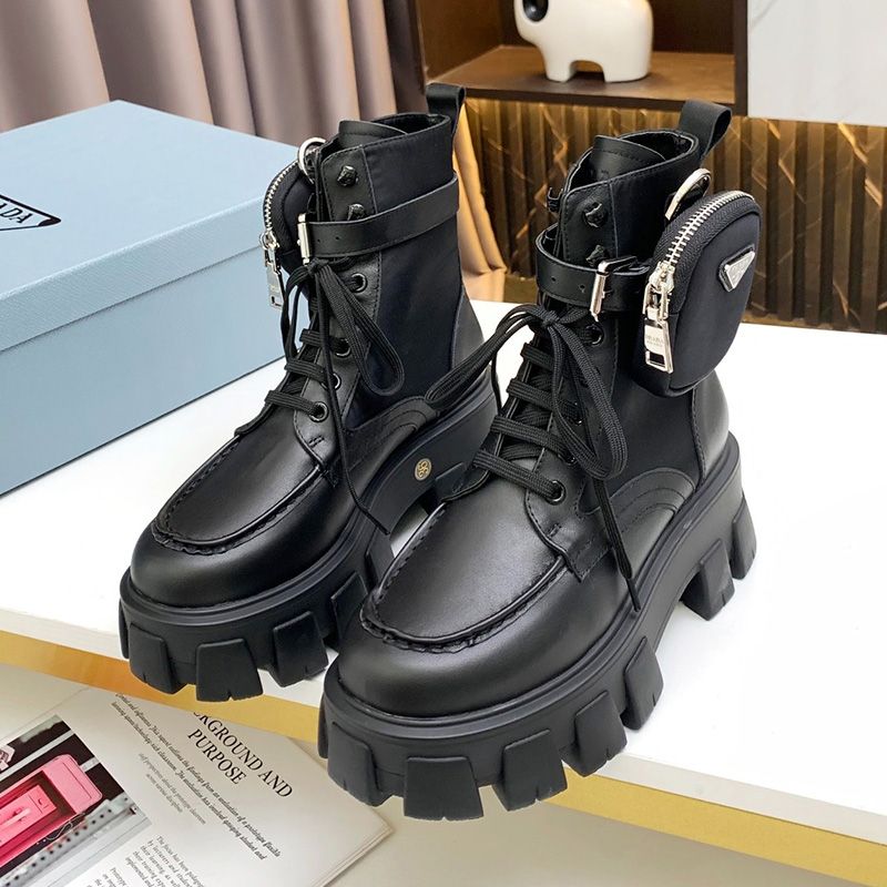 Prada 1T255M Monolith Top Layer Cowhide Boots Women In Black