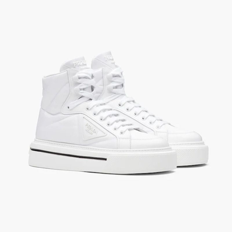 Prada 1T642M Macro Nylon High-top Sneakers Women In White