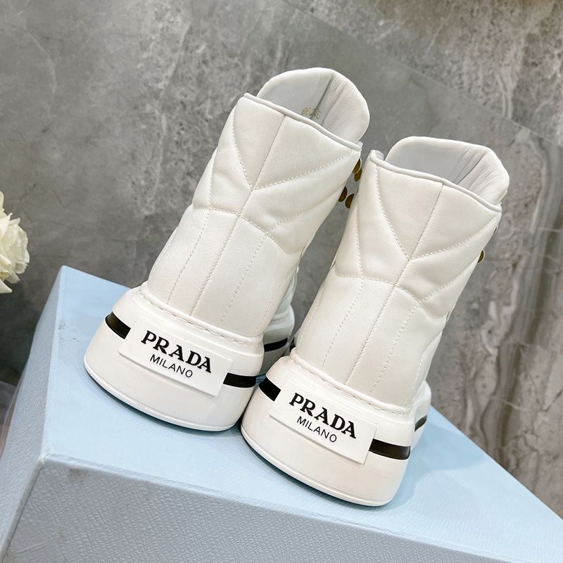 Prada 1T642M Macro Nylon High-top Sneakers Women In White