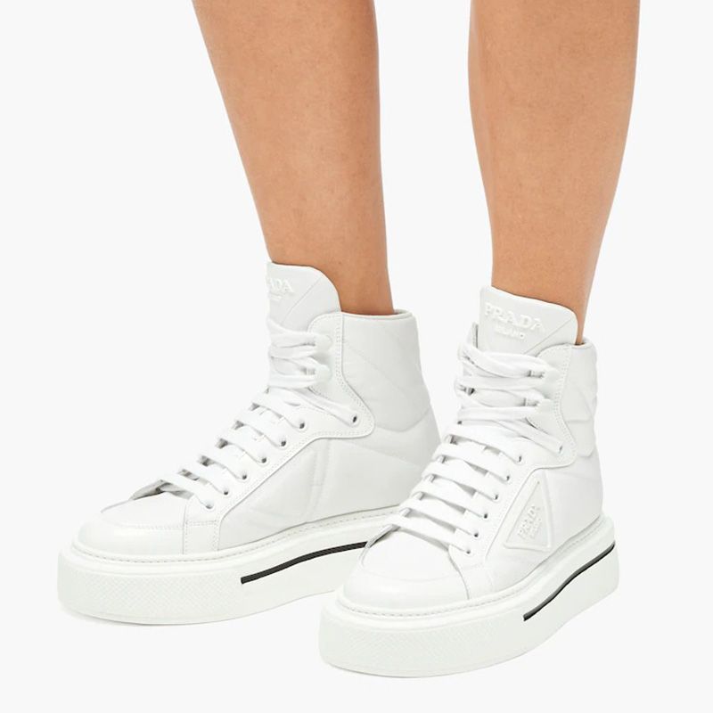 Prada 1T642M Macro Nylon High-top Sneakers Women In White