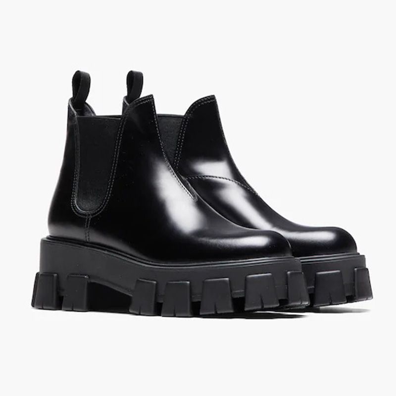 Prada 1T725L Cowhide Chelsea Boots Women In Black