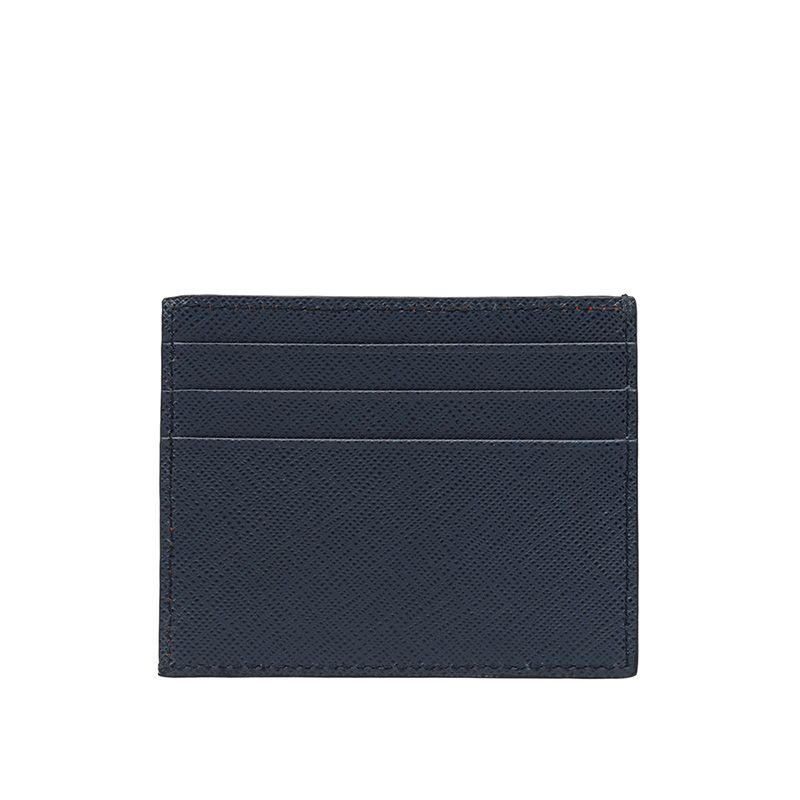 Prada 2MC223 Silk-screened Logo Saffiano Leather Card Holder In Navy Blue