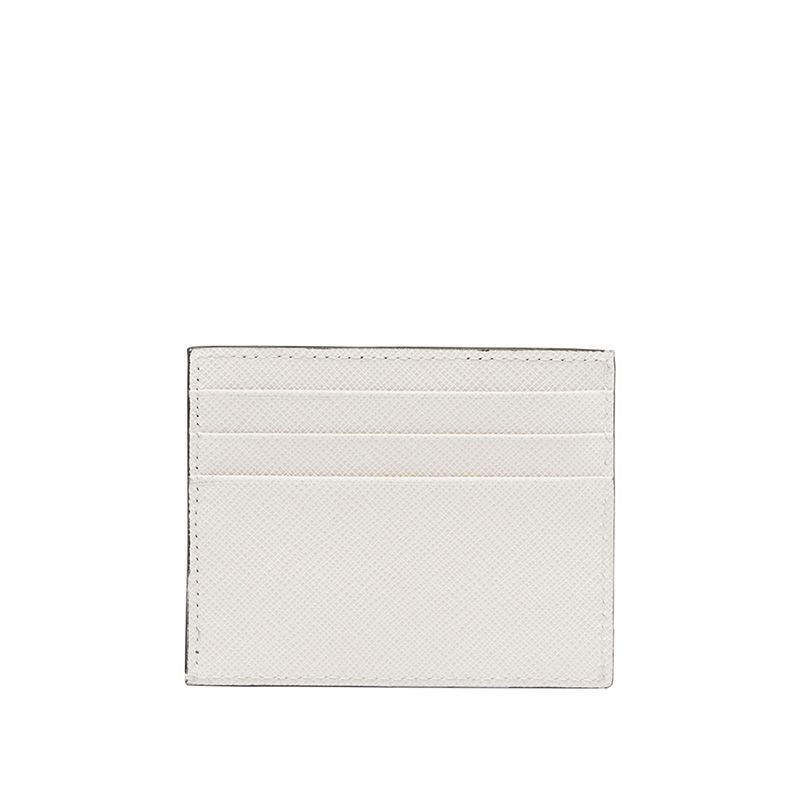 Prada 2MC223 Silk-screened Logo Saffiano Leather Card Holder In White