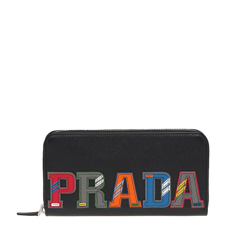 Prada 2ML317 Color-Logo Saffiano Leather Document Holder In Black