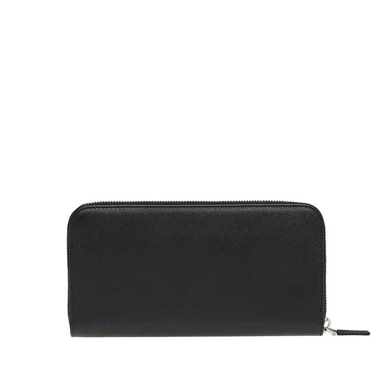 Prada 2ML317 Color-Logo Saffiano Leather Document Holder In Black/Grey