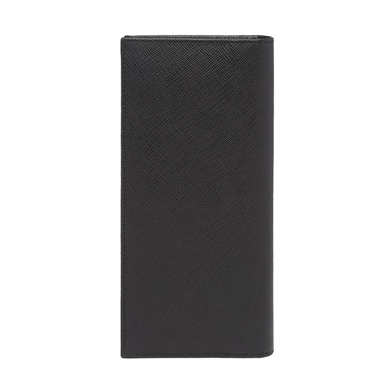 Prada 2MV836 Embossed Saffiano Leather Document Holder In Black