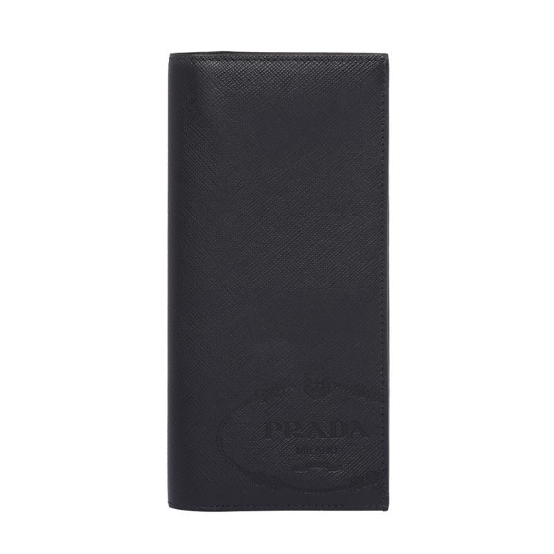 Prada 2MV836 Silk-screened Logo Saffiano Leather Document Holder In Black