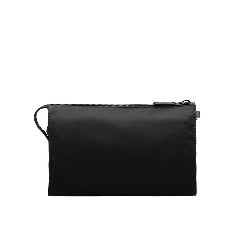 Prada 2NE789 Nylon And Saffiano Leather Pouch In Black