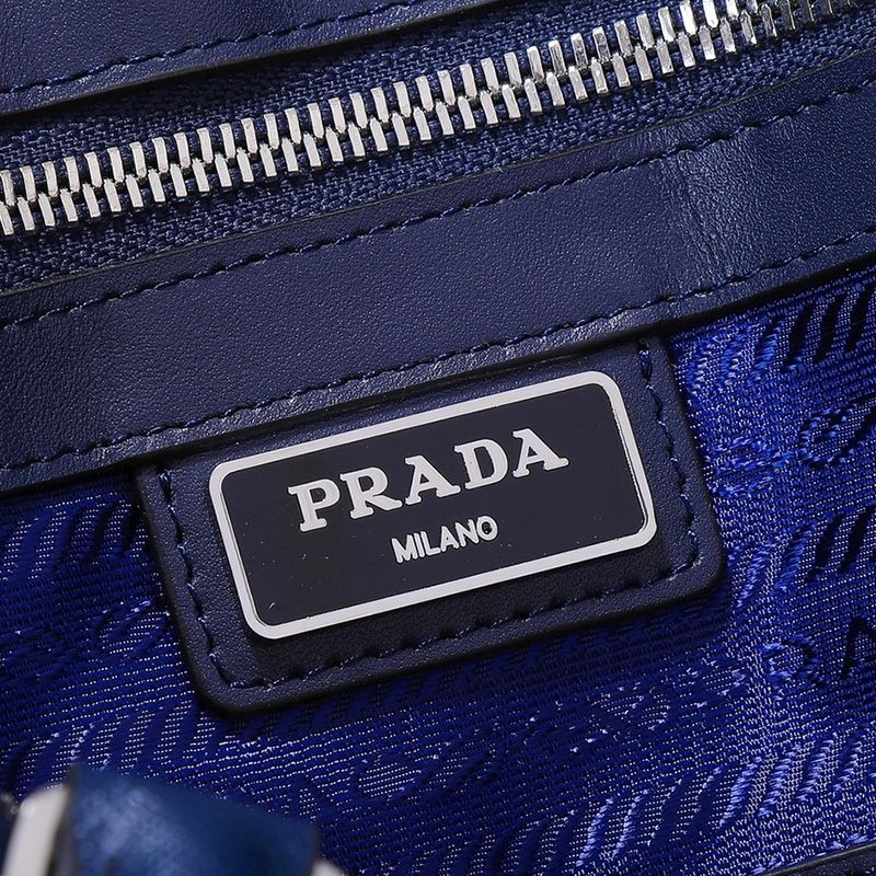 Prada 2NG044 Ribbon Saffiano Leather Briefcase In Blue