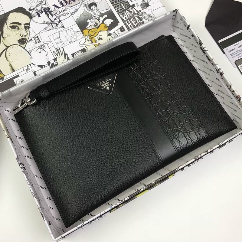 Prada 2NH005 Leather Clutch In Black