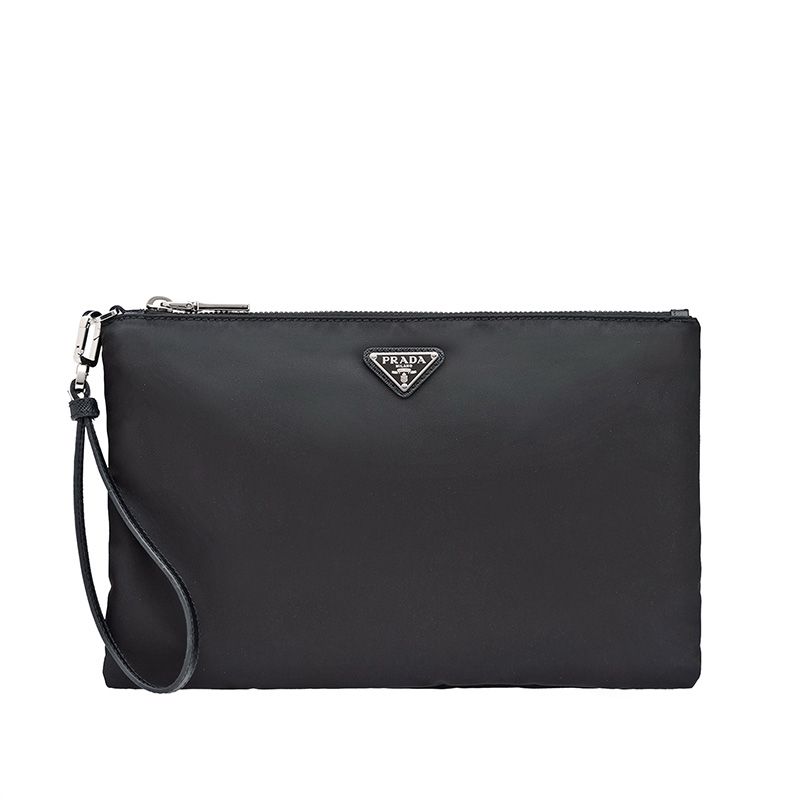 Prada 2NH006 Triangle Nylon Clutch In Black