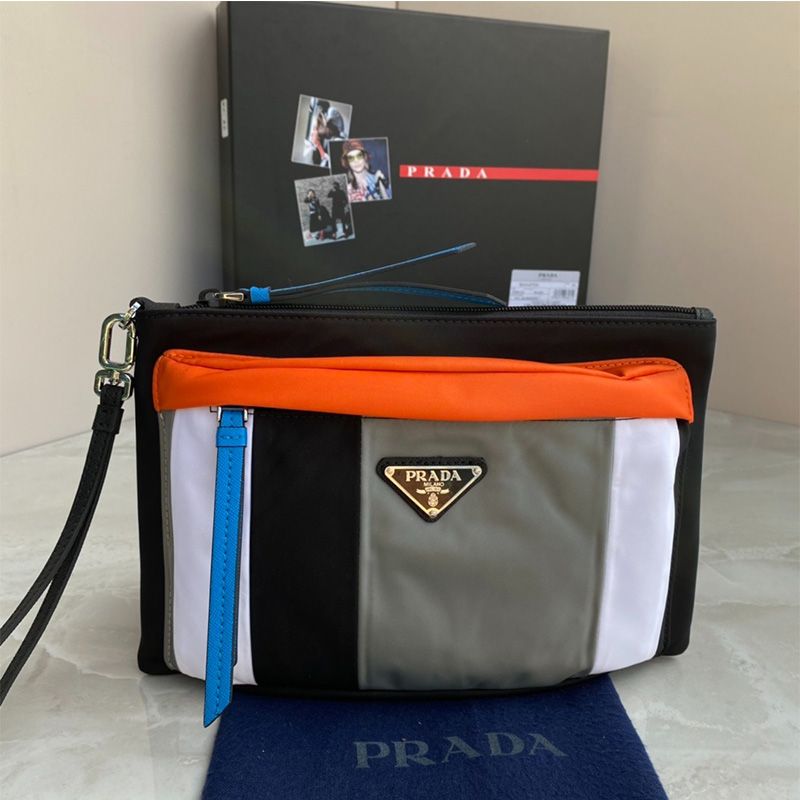 Prada 2NH007 Nylon Pouch In Orange