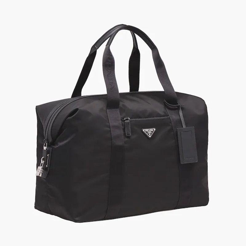 Prada 2VC796 Nylon And Saffiano Leather Duffle Bag In Black