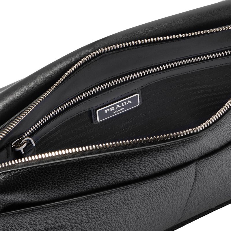 Prada 2VD012 Calf Leather Flap Messenger In Black