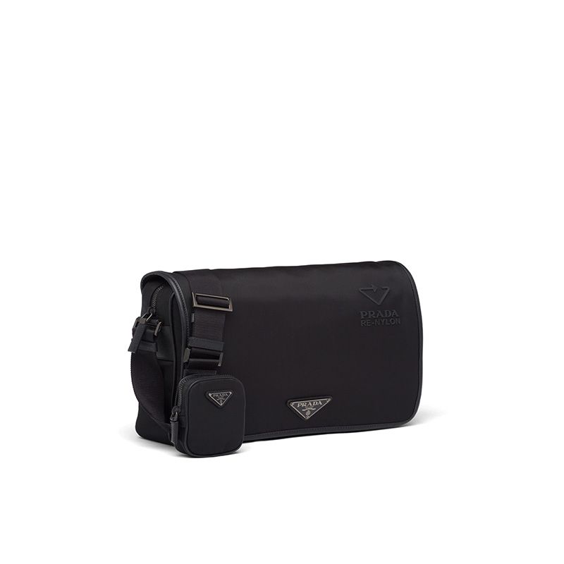 Prada 2VD039 Re-Nylon And Saffiano Leather Shoulder Bag In Black