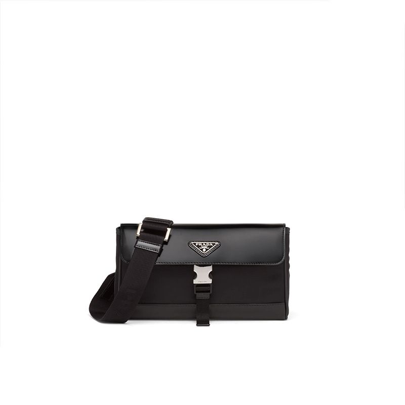 Prada 2VD044 Re-Nylon And Leather Shoulder Bag In Black