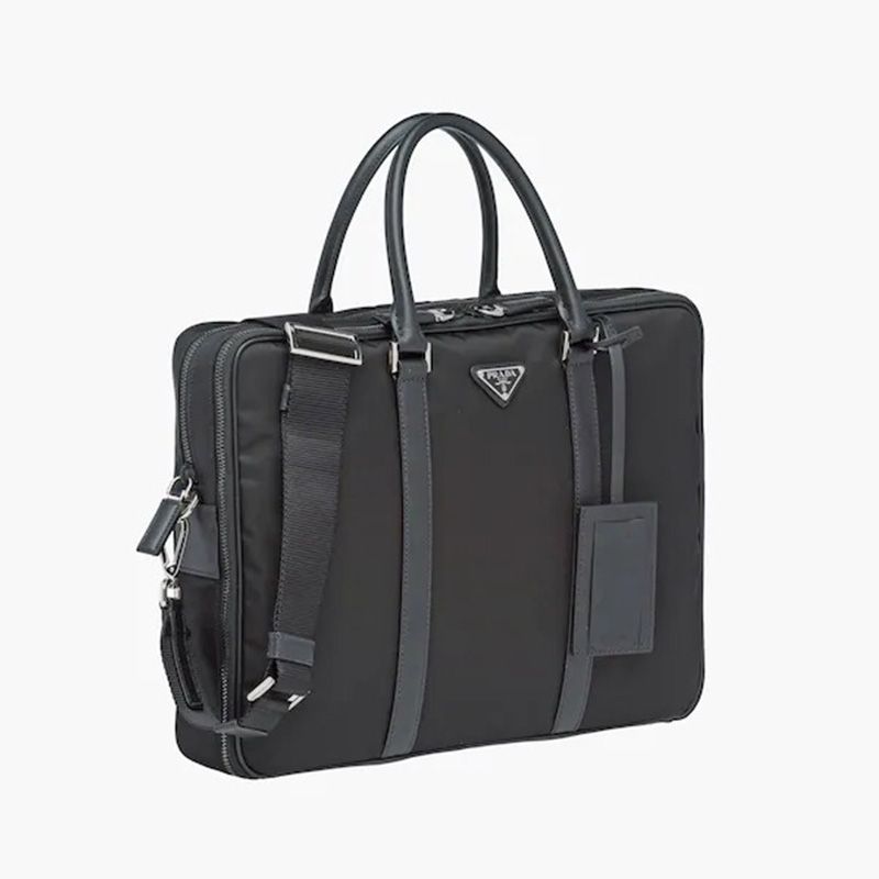 Prada 2VE005 Nylon Briefcase In Black