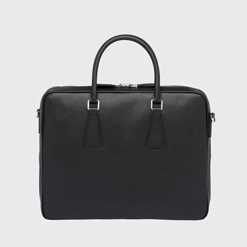 Prada 2VE011 Saffiano Leather Briefcase In Black