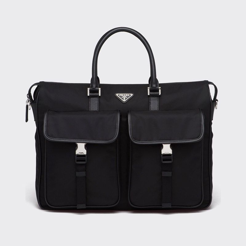 Prada 2VE017 Nylon Briefcase In Black