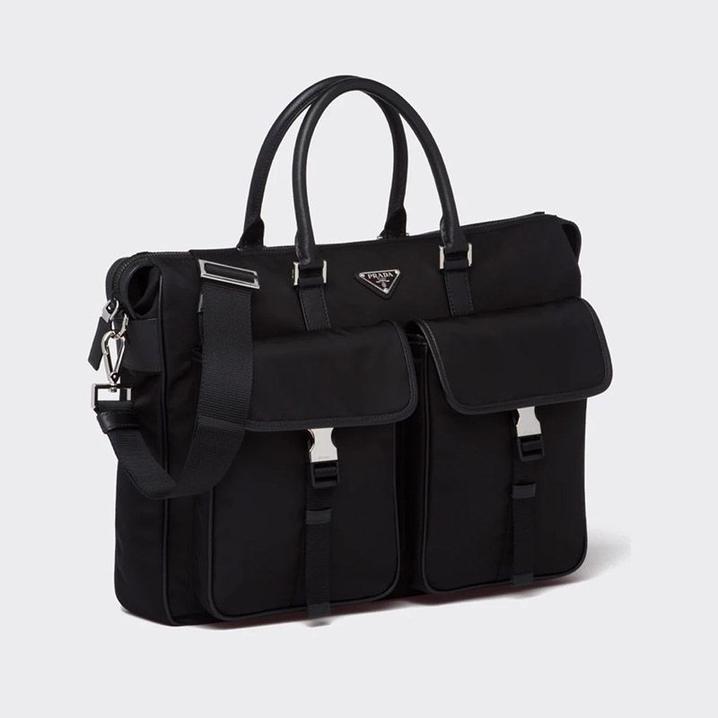 Prada 2VE017 Nylon Briefcase In Black