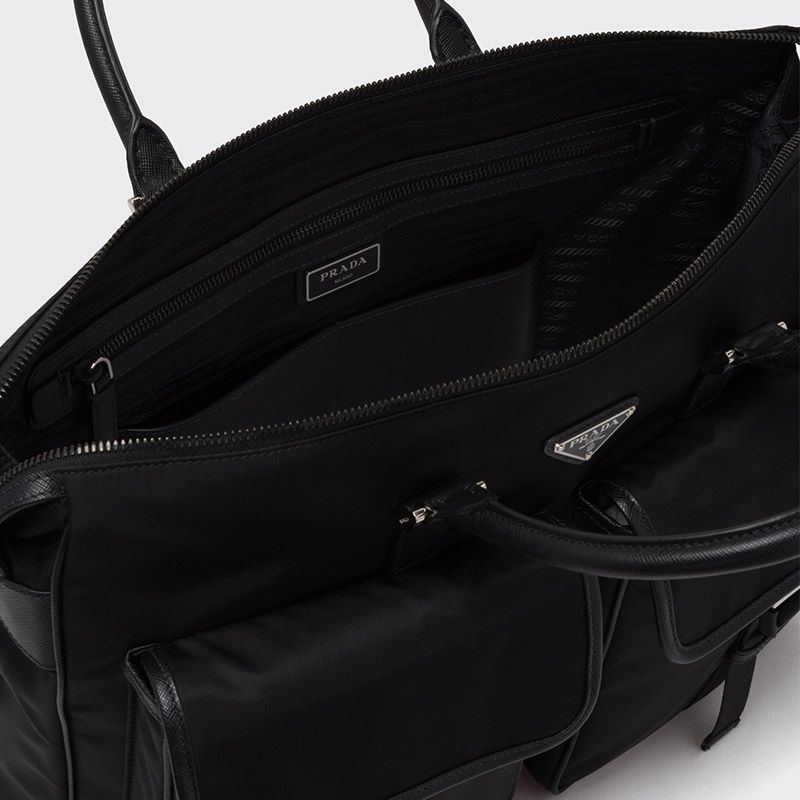 Prada 2VE017 Nylon Briefcase In Black