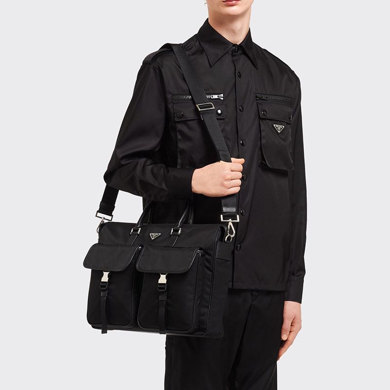 Prada 2VE017 Nylon Briefcase In Black