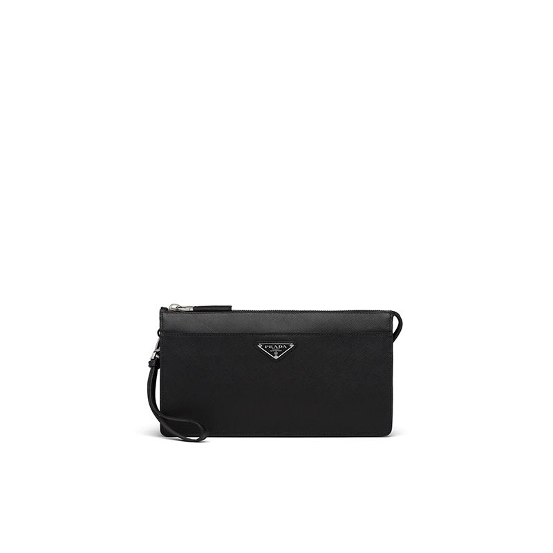 Prada 2VF032 Saffiano Leather Pouch In Black