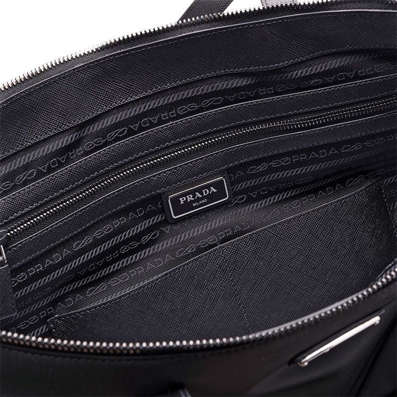 Prada 2VG024 Robot Nylon Briefcase In Black/Grey