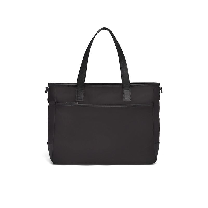 Prada 2VG032 Nylon And Saffiano Leather Tote In Black