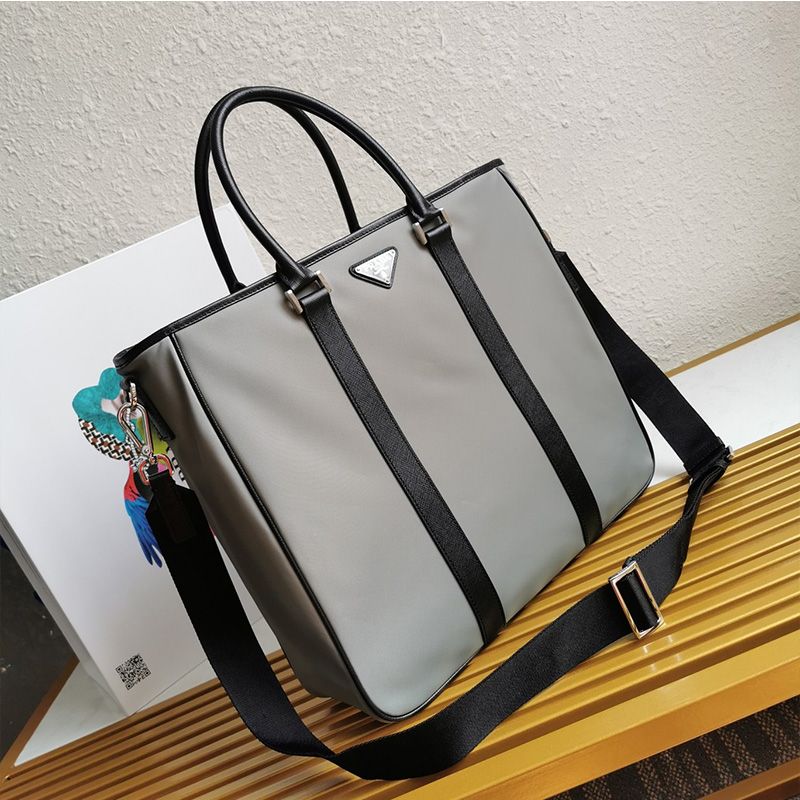 Prada 2VG034 Nylon Tote In Grey