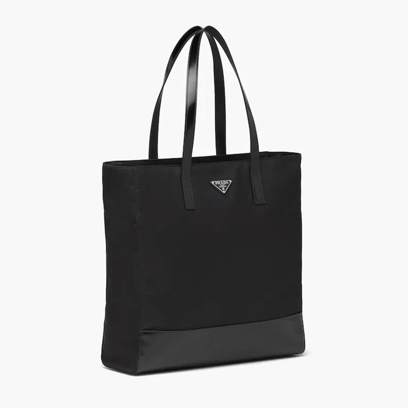 Prada 2VG071 Re-Nylon And Leather Tote In Grey