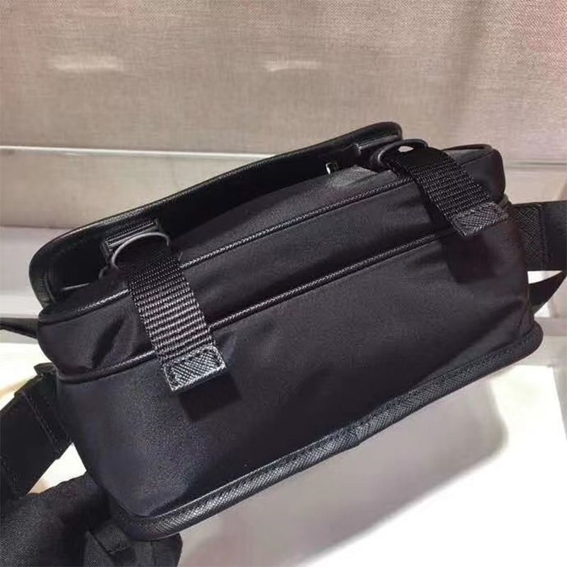 Prada 2VD034 Nylon And Saffiano Leather Bag In Black