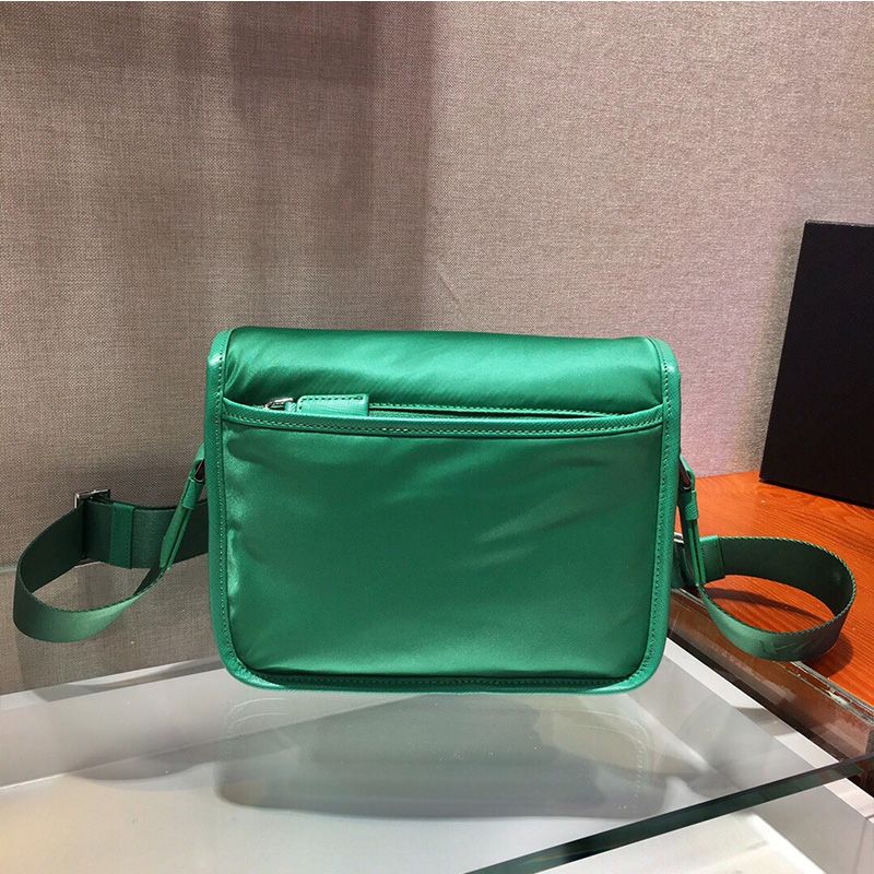 Prada 2VD034 Nylon And Saffiano Leather Bag In Green