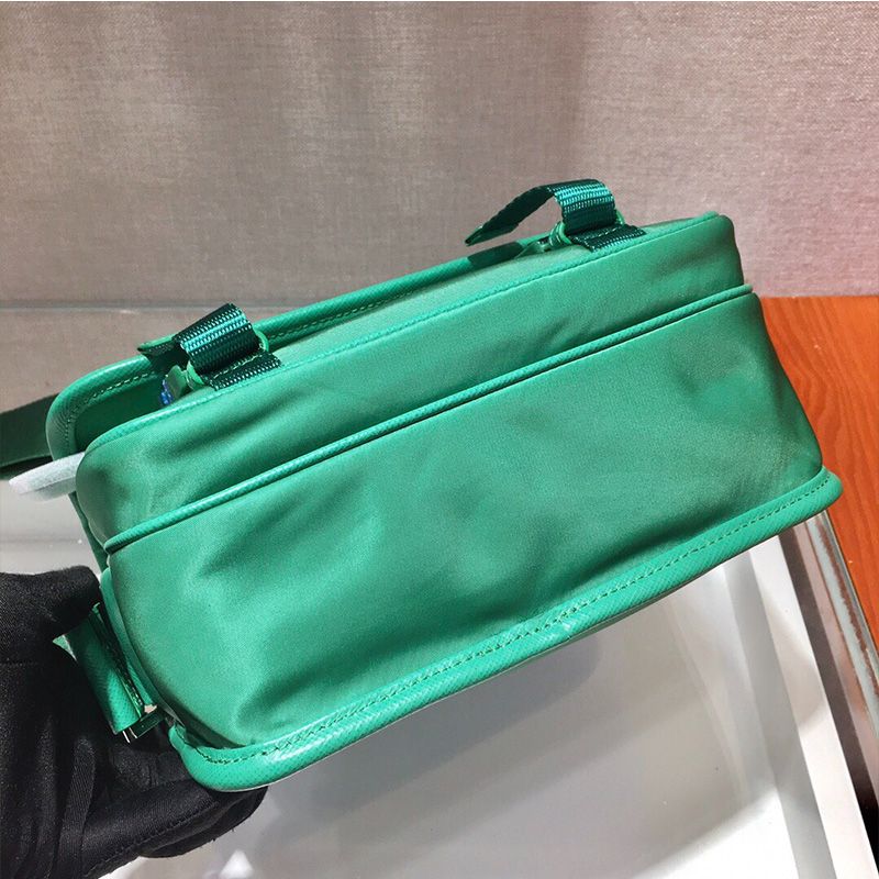 Prada 2VD034 Nylon And Saffiano Leather Bag In Green