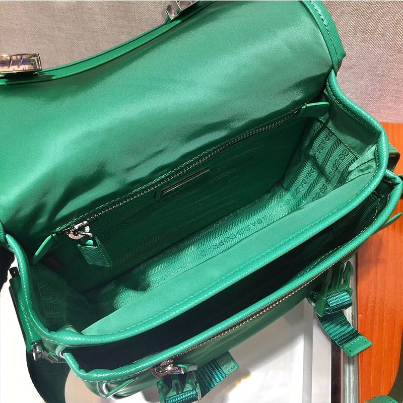 Prada 2VD034 Nylon And Saffiano Leather Bag In Green